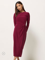 PixieGirl Petite Red Knot Detail Midi Dress - Image 1 of 6