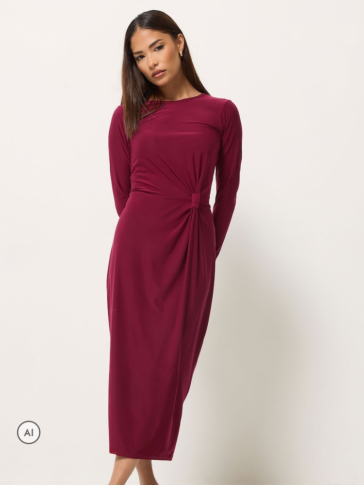 PixieGirl Petite Red Knot Detail Midi Dress - Image 1 of 6 PixieGirl Petite Red Knot Detail Midi Dress - Image 1 of 6