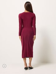 PixieGirl Petite Red Knot Detail Midi Dress - Image 3 of 6