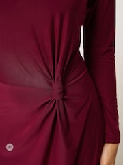 PixieGirl Petite Red Knot Detail Midi Dress - Image 4 of 6