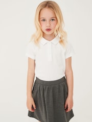 White Slim Fit 100% Cotton Short Sleeve Polo Shirts 2 Pack (3-16yrs) - Image 2 of 3