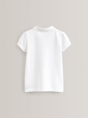 White Slim Fit 100% Cotton Short Sleeve Polo Shirts 2 Pack (3-16yrs) - Image 3 of 3