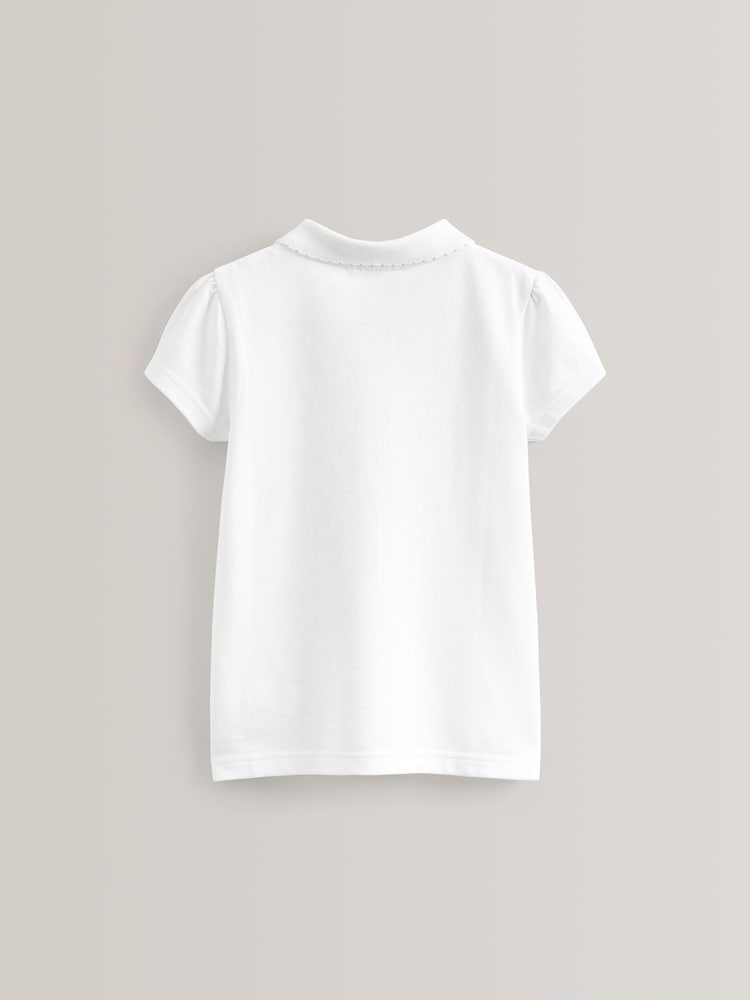White Slim Fit 100% Cotton Short Sleeve Polo Shirts 2 Pack (3-16yrs) - Image 3 of 3