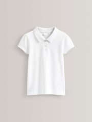 White Slim Fit 2 Pack 100% Cotton Short Sleeve Polo Shirts (3-16yrs) - Image 6 of 7