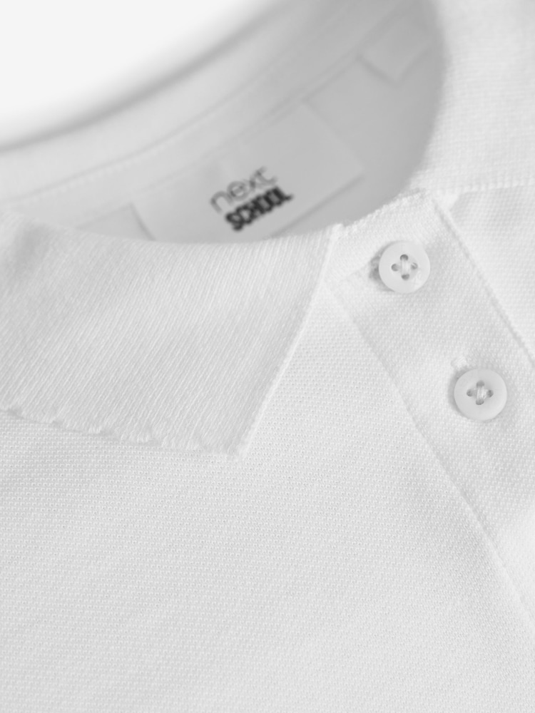 White Slim Fit Girls 2 Pack Cotton Short Sleeve Polo Shirts (3-16yrs) - Image 6 of 6