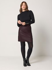 M&Co Purple Coated Seam Detail A-Line Skirt - Image 2 of 6