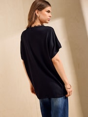 Friends Like These Black Lace Trim Short Sleeve Tunic - Image 6 of 6