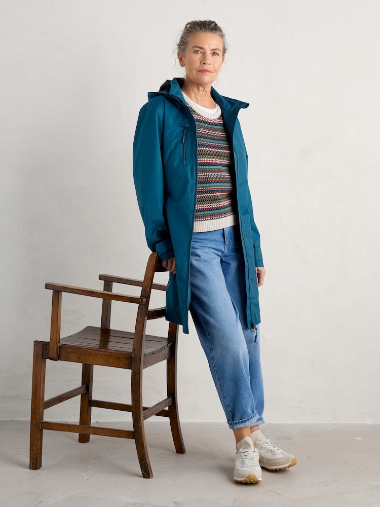 Seasalt Cornwall Teal Petite Coverack Waterproof Coat - Image 1 of 5