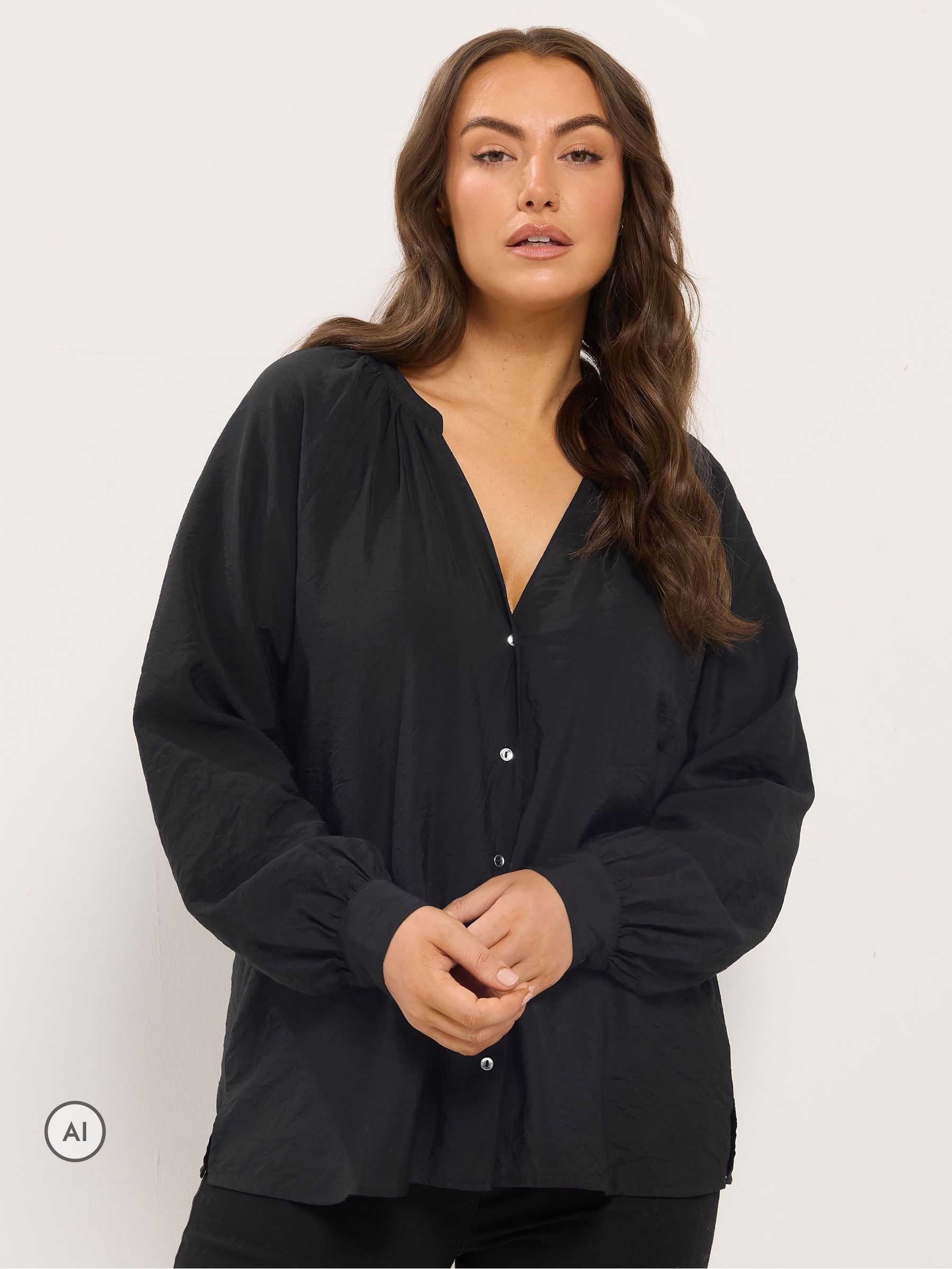 Yours Women's Black Button Through Shirt In Size 30-32 - Image 6