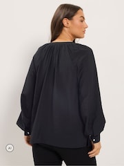Yours Curve Black Sleeve Overhead  Long Sleeve Blouse - Image 3 of 6
