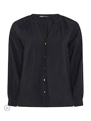 Yours Curve Black Sleeve Overhead  Long Sleeve Blouse - Image 5 of 6