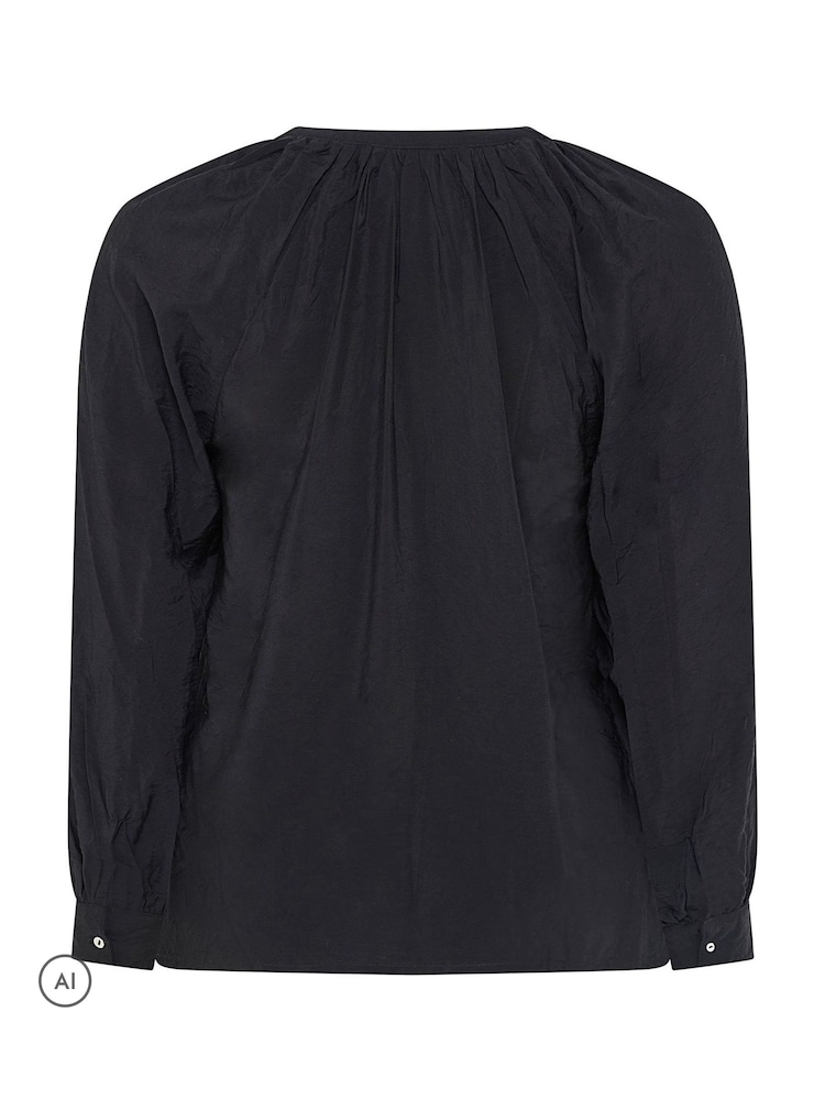 Yours Curve Black Sleeve Overhead Long Sleeve Blouse - Image 6 of 6 Yours Curve Black Sleeve Overhead Long Sleeve Blouse - Image 6 of 6