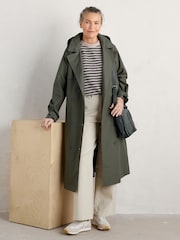 Seasalt Cornwall Green Penweathers Waterproof Trench 100% Cotton Coat - Image 3 of 7