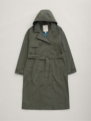Seasalt Cornwall Green Penweathers Waterproof Trench 100% Cotton Coat - Image 6 of 7