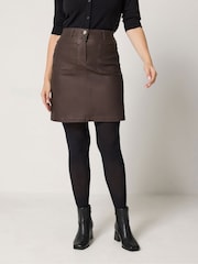 M&Co Brown Coated Pocket A-Line Skirt - Image 1 of 6