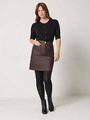 M&Co Brown Coated Pocket A-Line Skirt - Image 2 of 6
