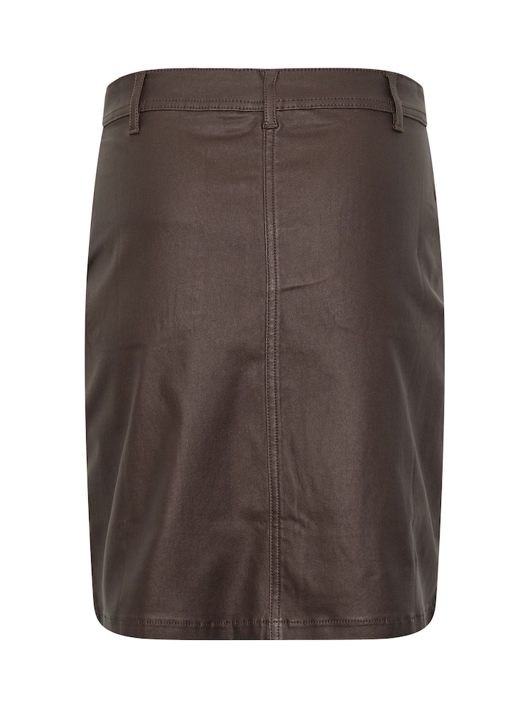 M&Co Brown Coated Pocket A-Line Skirt - Image 6 of 6 M&Co Brown Coated Pocket A-Line Skirt - Image 6 of 6