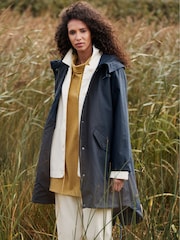 Seasalt Cornwall Blue Seafaring Linen Blend Waterproof Coat - Image 1 of 14