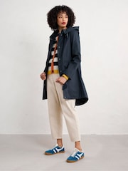 Seasalt Cornwall Blue Seafaring Linen Blend Waterproof Coat - Image 12 of 14