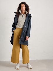 Seasalt Cornwall Blue Seafaring Linen Blend Waterproof Coat - Image 2 of 14