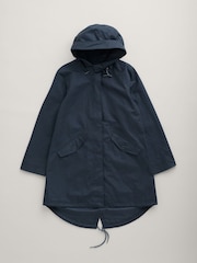 Seasalt Cornwall Blue Seafaring Linen Blend Waterproof Coat - Image 5 of 14