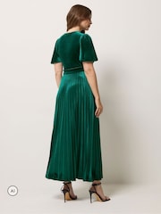 Grön - M&Co Velvet Twist Front Pleated Dress - Bild 3 av 6