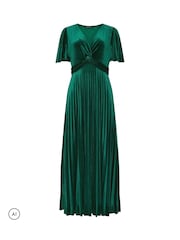 Grön - M&Co Velvet Twist Front Pleated Dress - Bild 5 av 6