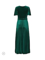 Grön - M&Co Velvet Twist Front Pleated Dress - Bild 6 av 6