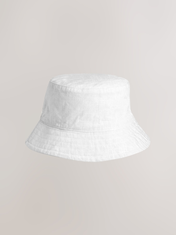 White Linen Rich Bucket Hat (3mths-16yrs) - Image 1 of 3
