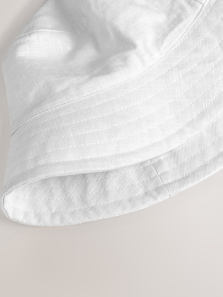 White Linen Rich Bucket Hat (3mths-16yrs) - Image 2 of 3