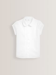 White Slim Fit Puff Sleeve Lace Trim School Blouse (3-14yrs) - Image 6 of 8