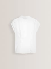 White Slim Fit Puff Sleeve Lace Trim School Blouse (3-14yrs) - Image 7 of 8