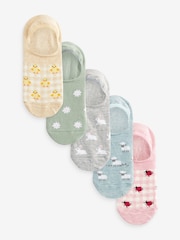 Pastel Spring Animals Print Invisible Trainers Socks 5 Pack - Image 1 of 6