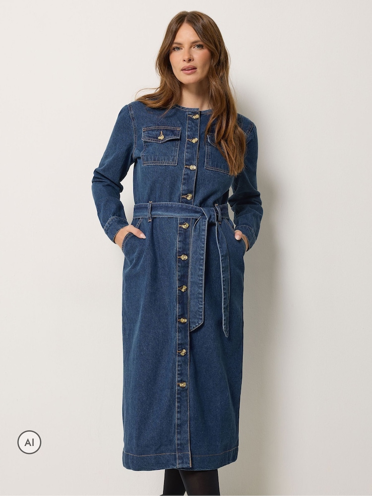M&Co denim φόρεμα με λεπτομέρεια με κουμπιά - Εικόνα 1 από 7