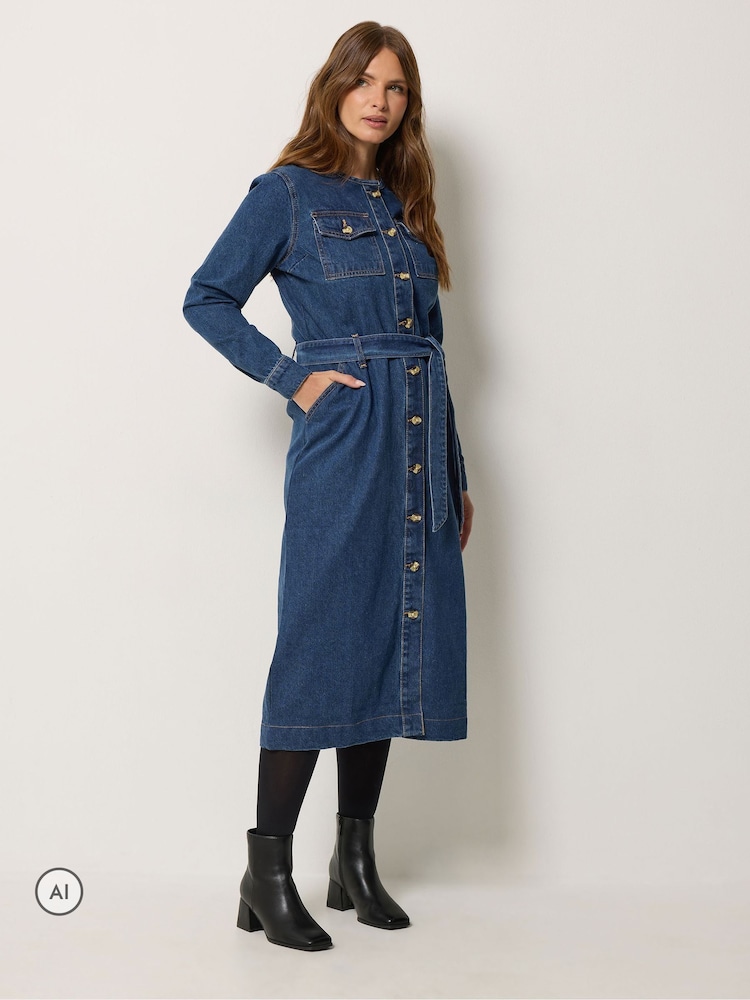 M&Co denim φόρεμα με λεπτομέρεια με κουμπιά - Εικόνα 2 από 7
