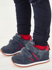 Navy/Red Standard Fit (F) Double Strap Trainers - Image 1 of 2