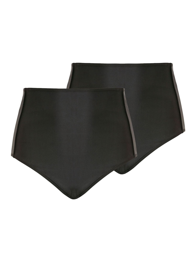 Yours Curve Black Super High Waisted Tummy Control Bikini Briefs 2 Pack - Image 5 of 5