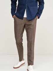 Taupe Brown Trimmed Check Heritage Trousers - Image 1 of 3