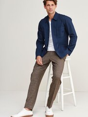 Taupe Brown Trimmed Check Heritage Trousers - Image 2 of 3