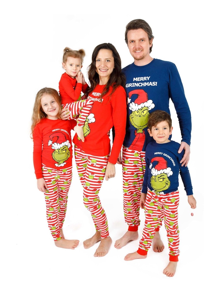 Vanilla Underground Red Grinch 100% Cotton The Grinch Unisex Merry Grinchmas Christmas Slogan Long Sleeve Long Leg Pyjamas Set - Image 1 of 4