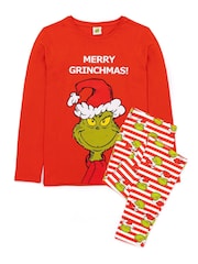 Vanilla Underground Red Grinch 100% Cotton The Grinch Unisex Merry Grinchmas Christmas Slogan Long Sleeve Long Leg Pyjamas Set - Image 2 of 4