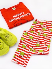 Vanilla Underground Red Grinch 100% Cotton The Grinch Unisex Merry Grinchmas Christmas Slogan Long Sleeve Long Leg Pyjamas Set - Image 4 of 4