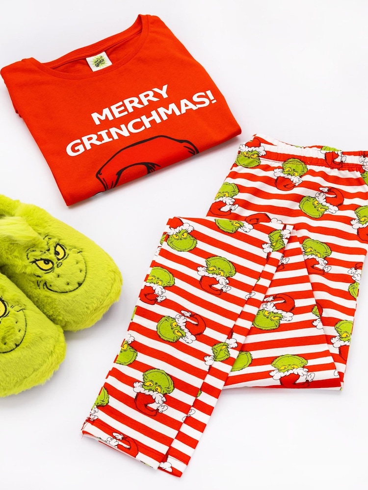 Vanilla Underground Red Grinch 100% Cotton The Grinch Unisex Merry Grinchmas Christmas Slogan Long Sleeve Long Leg Pyjamas Set - Image 4 of 4