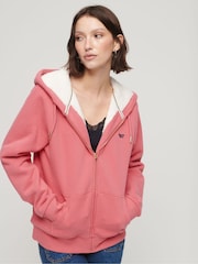 Pink - Superdry Essential Hoodie mit Reißverschluss und Sherpa-Fleece-Futter aus 100 % Baumwolle - Bild 2 von 8