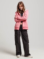Pink - Superdry Essential Hoodie mit Reißverschluss und Sherpa-Fleece-Futter aus 100 % Baumwolle - Bild 4 von 8