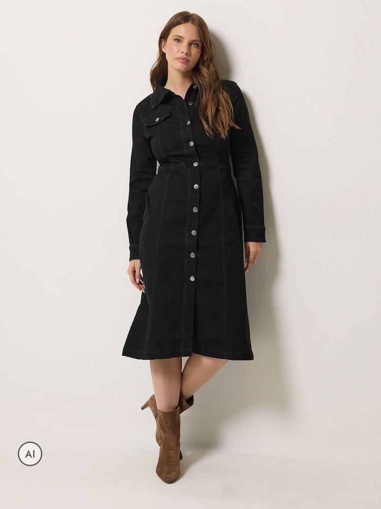 M&Co Button Through Denim Dress - 6суретінің 2 суреті