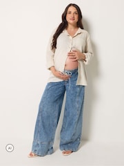 Long Tall Sally Blue Maternity Wide Leg Jeans - Image 1 of 4