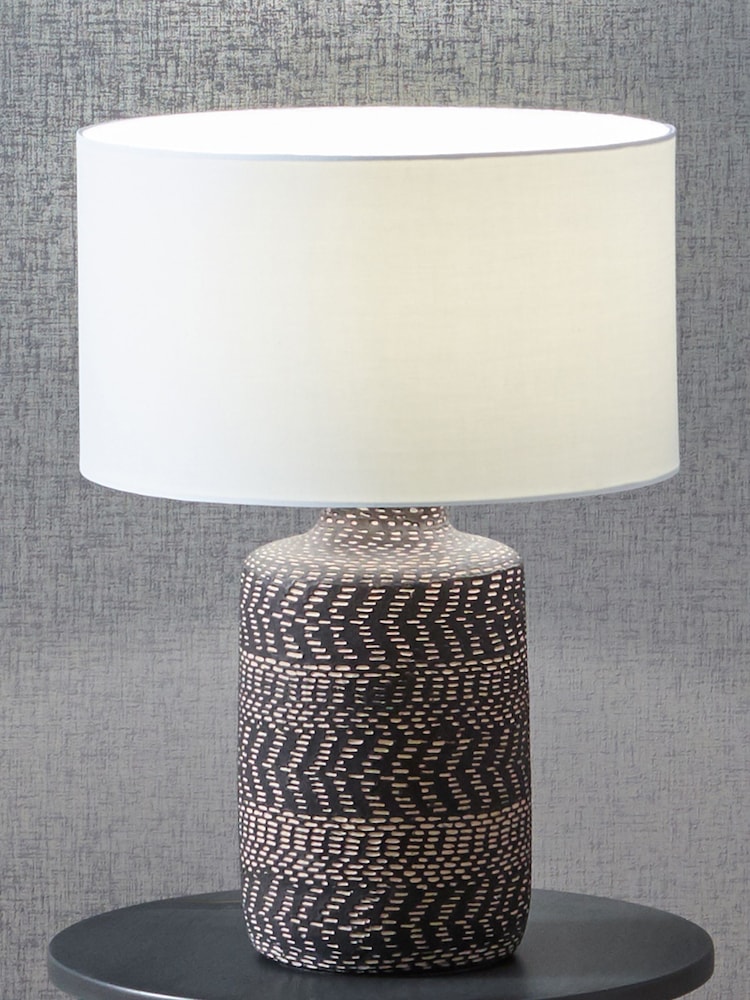 Pacific Black Atouk Textured Stoneware Table Lamp - Image 1 of 3