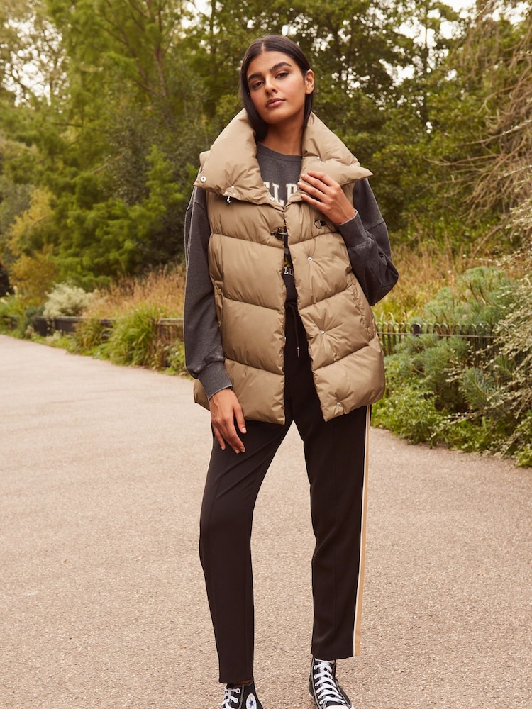 Neutral Padded Gilet with Clasp Detail - Image 2 of 8