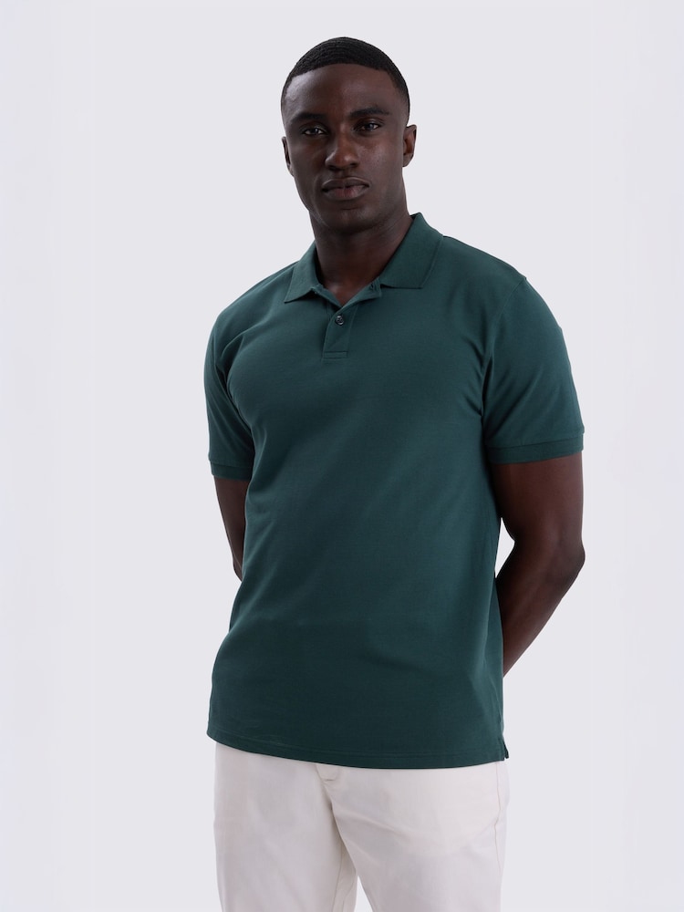 MOSS Green Pique Polo Shirt - Image 1 of 4 MOSS Green Pique Polo Shirt - Image 1 of 4